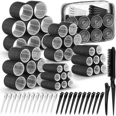 65 PCS Hair Curler Rollers Set   Self-Grip Jumbo Curlers with Clips & Storage Ba