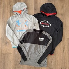 Under Armour Athletic Hoodie Performance Shirt Lot Black Grey Boys XL YXL