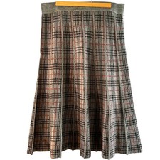Flair Vintage Gray Red plaid wool Blend women  s skirt size Large 1980  s
