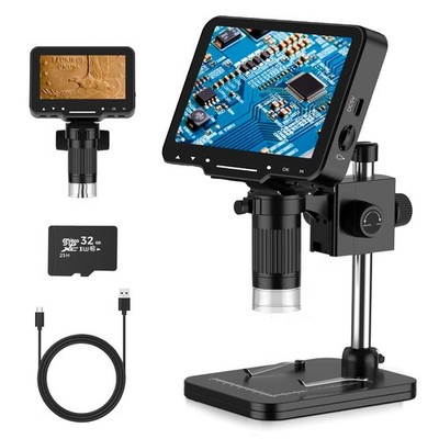 LCD Digital Microscope,4.3 Inch 1080P 10 Megapixels,10MP Camera Bright black 