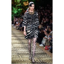 NWT DOLCE & GABBANA Runway Zebra Print Mini Dress Black IT 44 / L