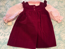 Vintage Healthtex Jumper Dress Velvet Burgundy with pink blouse NWT