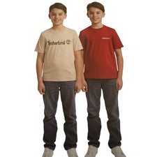 NWT Timberland Boys 2-Pack Youth T-Shirts Red Khaki Tan Logo Medium 10/12