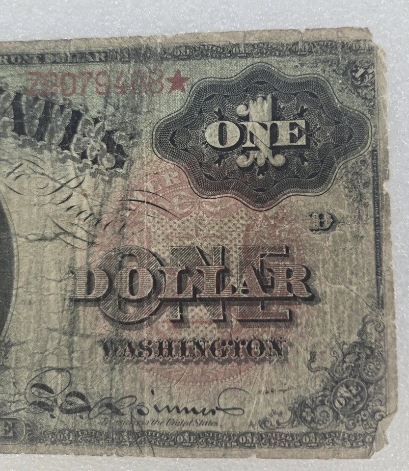 Billete de $1 dólar de 1869 de gran tamaño legal arco iris raro estrella roja  Foto 3 de 4