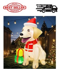 5FT Christmas Inflatables Decorations Outdoor Vivid Lab Dog W/ Build-in Bright