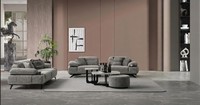 Sofa Set 3 Sitzer Sessel Couchtisch Hocker Beistelltisch Modern Grau