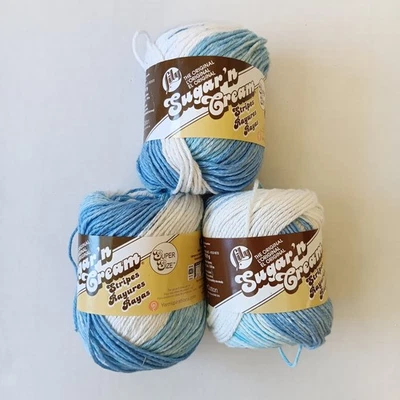 Lot of 3 Lily Sugar'n Cream Super Size Tie Dye Stripes Cotton Yarn 120 yds Each - Image 1 of 4