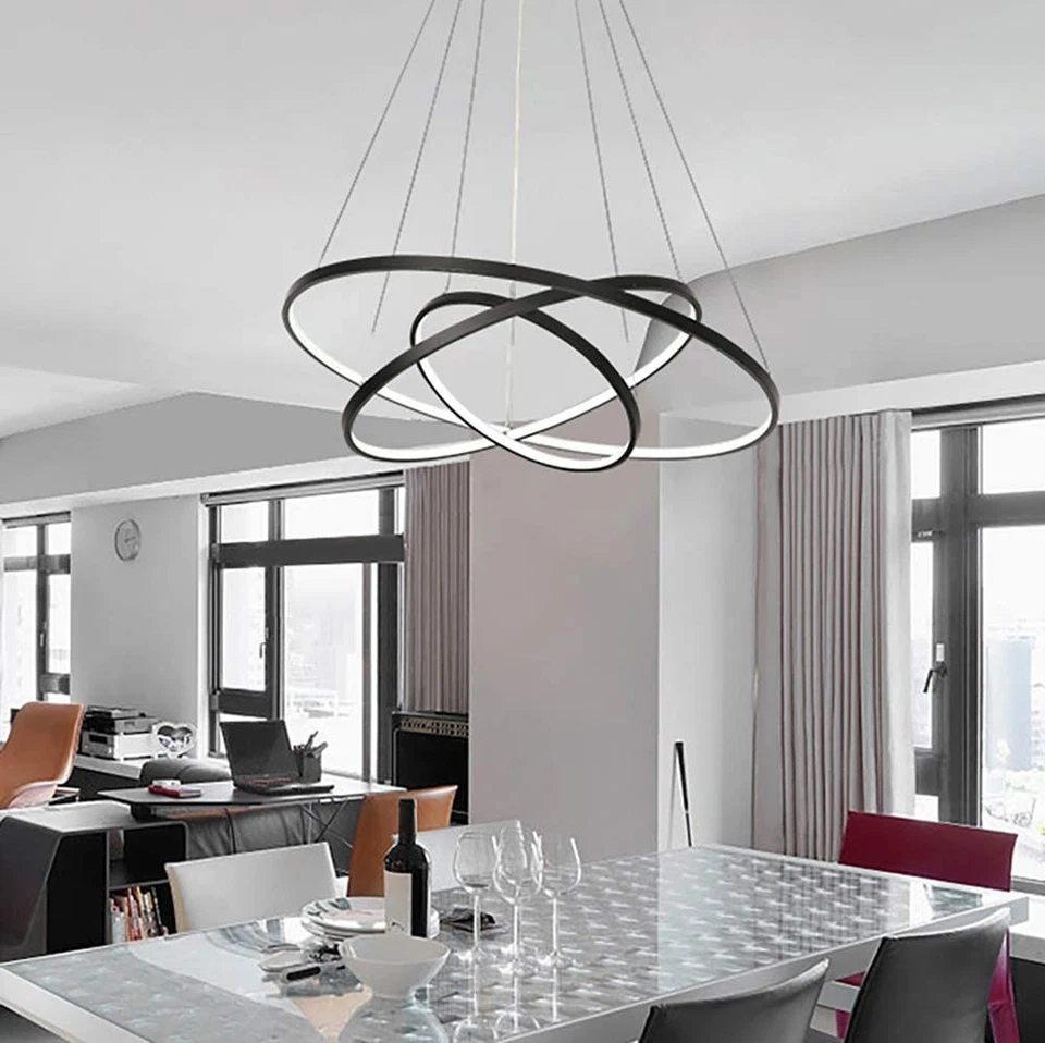 Modern LED Chandelier Lighting Dimmable Ceiling Dining Room Chandeliers Conte... - Image 2 of 4