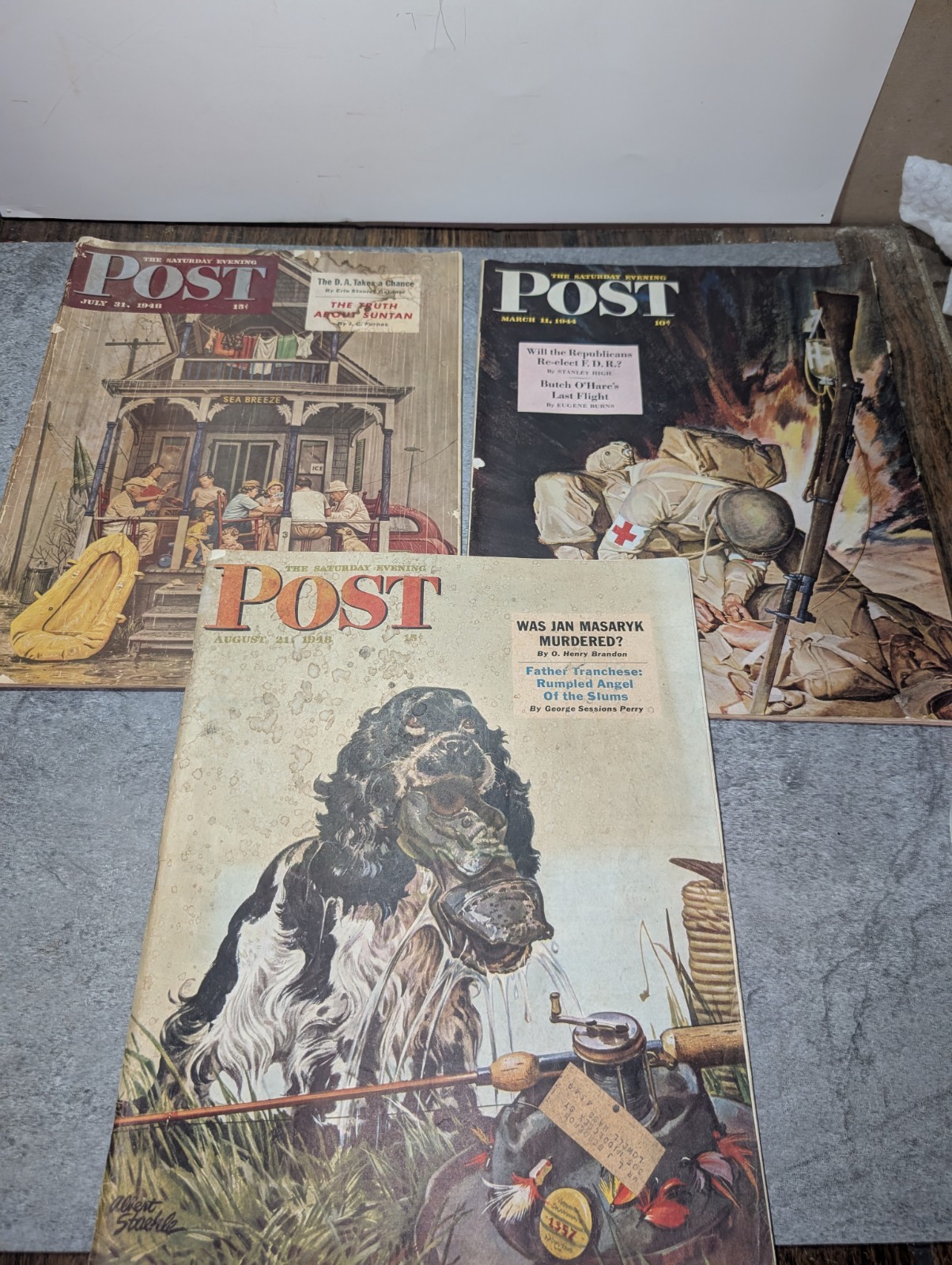 Lot of 3 Vintage The Saturday Evening Post Magazines 1944 & 1948 - WWII &...