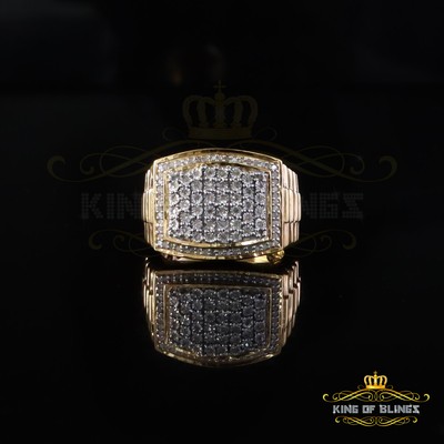 Mirage Rechteck 0,40ct Echter Diamant 925 Gelb Silber Verlobung Herren Ring Gr. 10