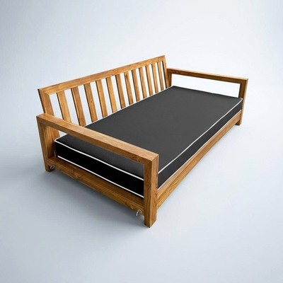 |COVER ONLY| Outdoor Contrast Trim 6'' Crib Daybed Fitted Sheet Slipcover AD003