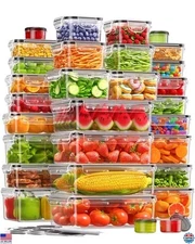 60 PCS Food Storage Containers with Lids, BPA-Free Plastic Food Containers for