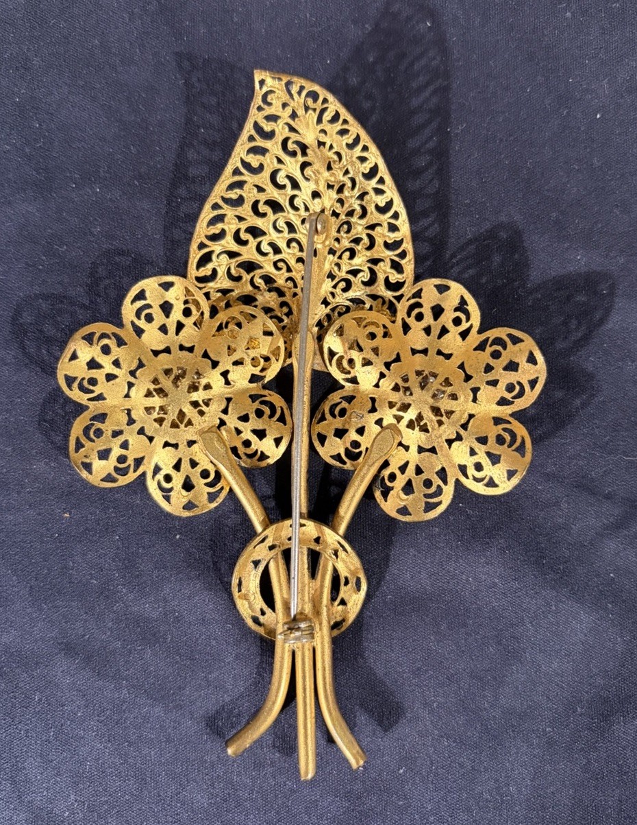 Vintage Large Statement Brooch Unique Textured Go… - image 3