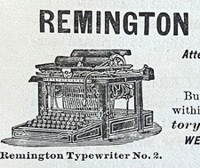 1887 REMINGTON Typewriter No.2 Old Victorian Writing Machine Office Art Print Ad thumbnail