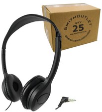 25 Pack Wired Classroom Headphones Black 3.5mm School Library Student