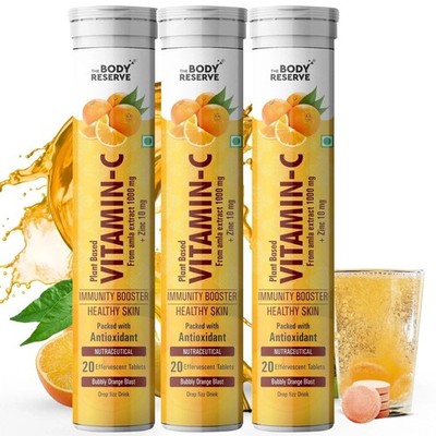 The Body Reserve Natural Vitamin C, Amla Extract With Zink | Orange Flavour 60N