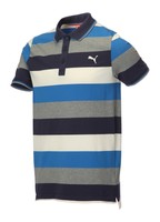 Puma 97% Cotton Multi Striped Golf Polo Shirt Navy/royal/cream/grey Med Puma 97% Cotton Multi Striped Golf Polo Shirt Navy/royal/cream/grey Med