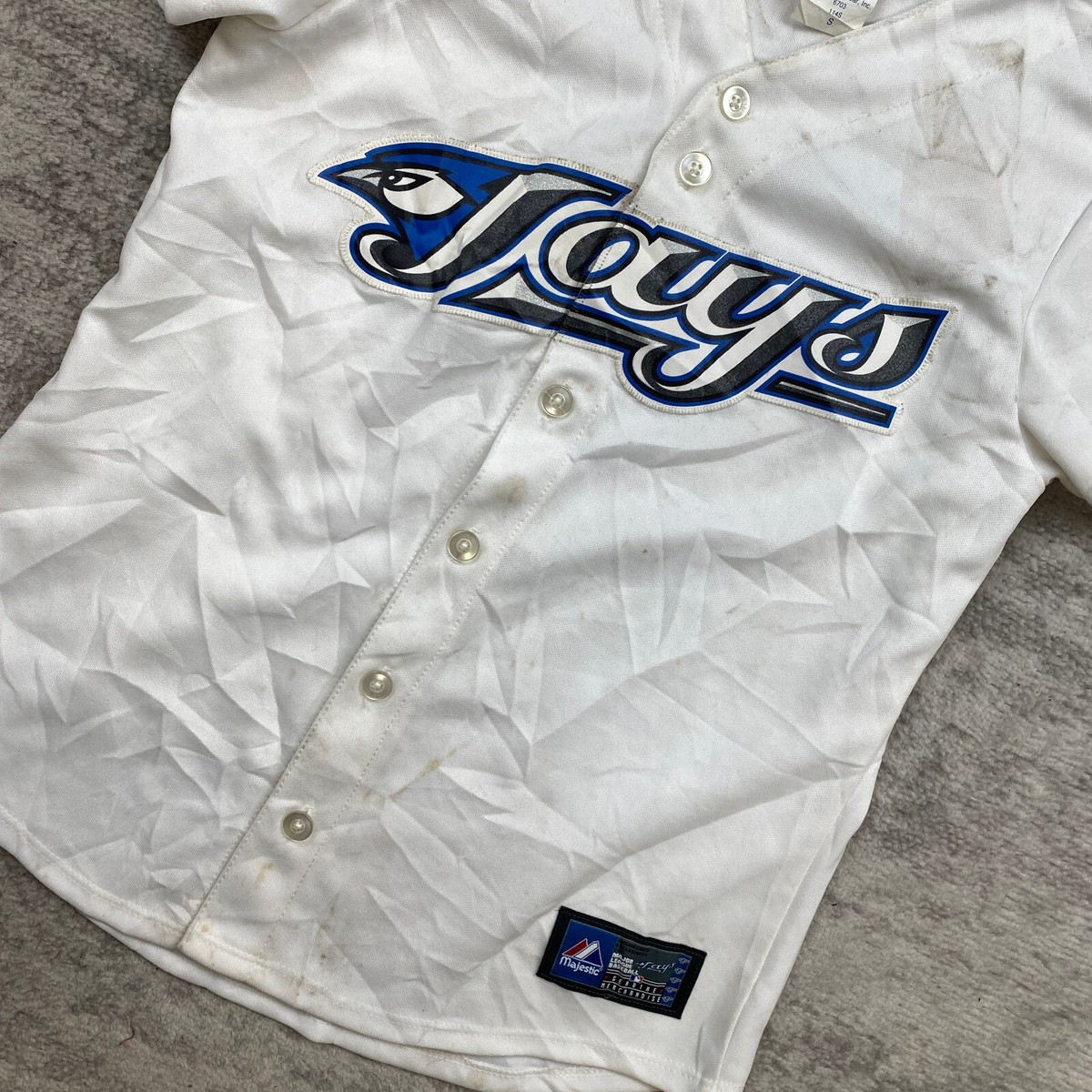 Vtg Majestic Toronto Blue Jays Jersey Boys Small White Blue USA