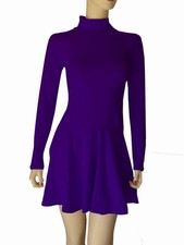 Cotton Spandex Long Sleeve Fold Over Turtleneck Skater Dress by Emily Chen USA