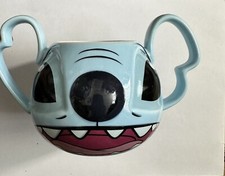 Disney Lilo Stitch Shaped Mug Cup Dual Ear Handle Lilo Blue Experiment RARE