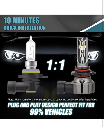 9005 HB3 LED Headlight Bulbs, 12V 70W 12000Lumens 6000K Xenon White - Picture 5 of 8
