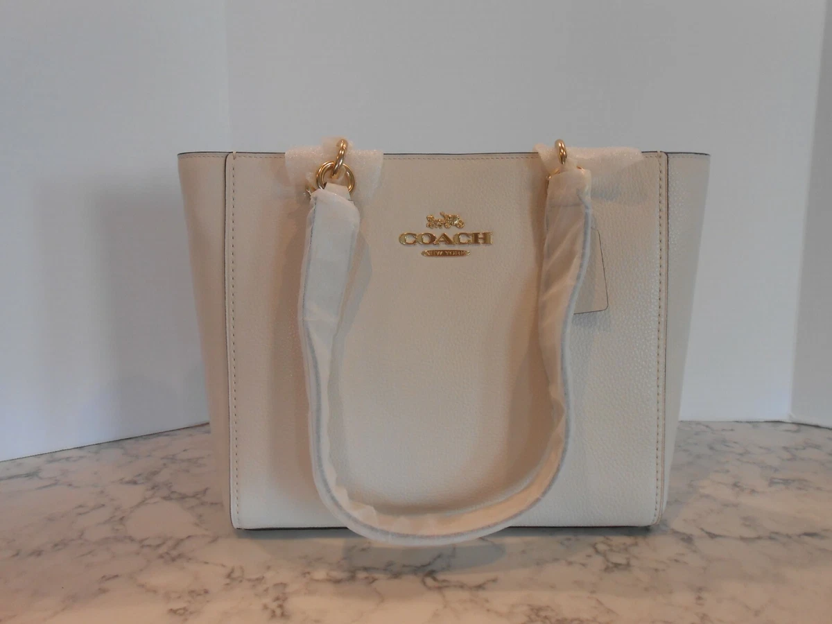 COACH 76701 Jes Tote Pebble Leather Shoulder Bag IM CHALK Off White NEW