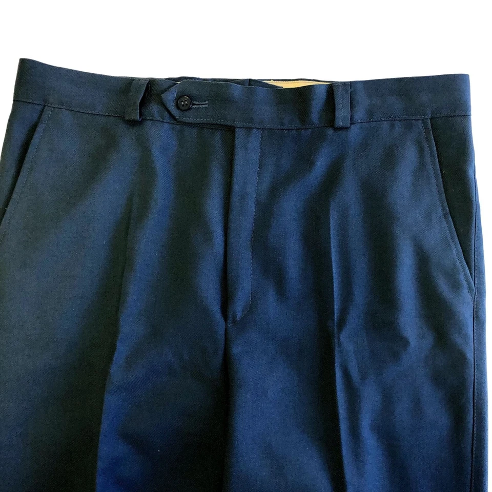 Pantalones de vestir ROCKABILLY de lana azul cadete de colección años 50 para hombre 34 Foto 3 de 4