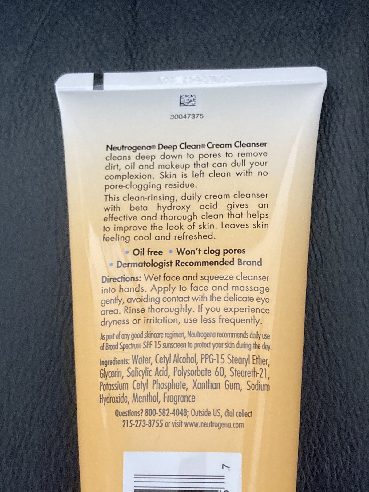 NEUTROGENA Deep Clean Cream Cleanser Oil Free w/Beta Hydroxy Acid, 7 OZ, NEW