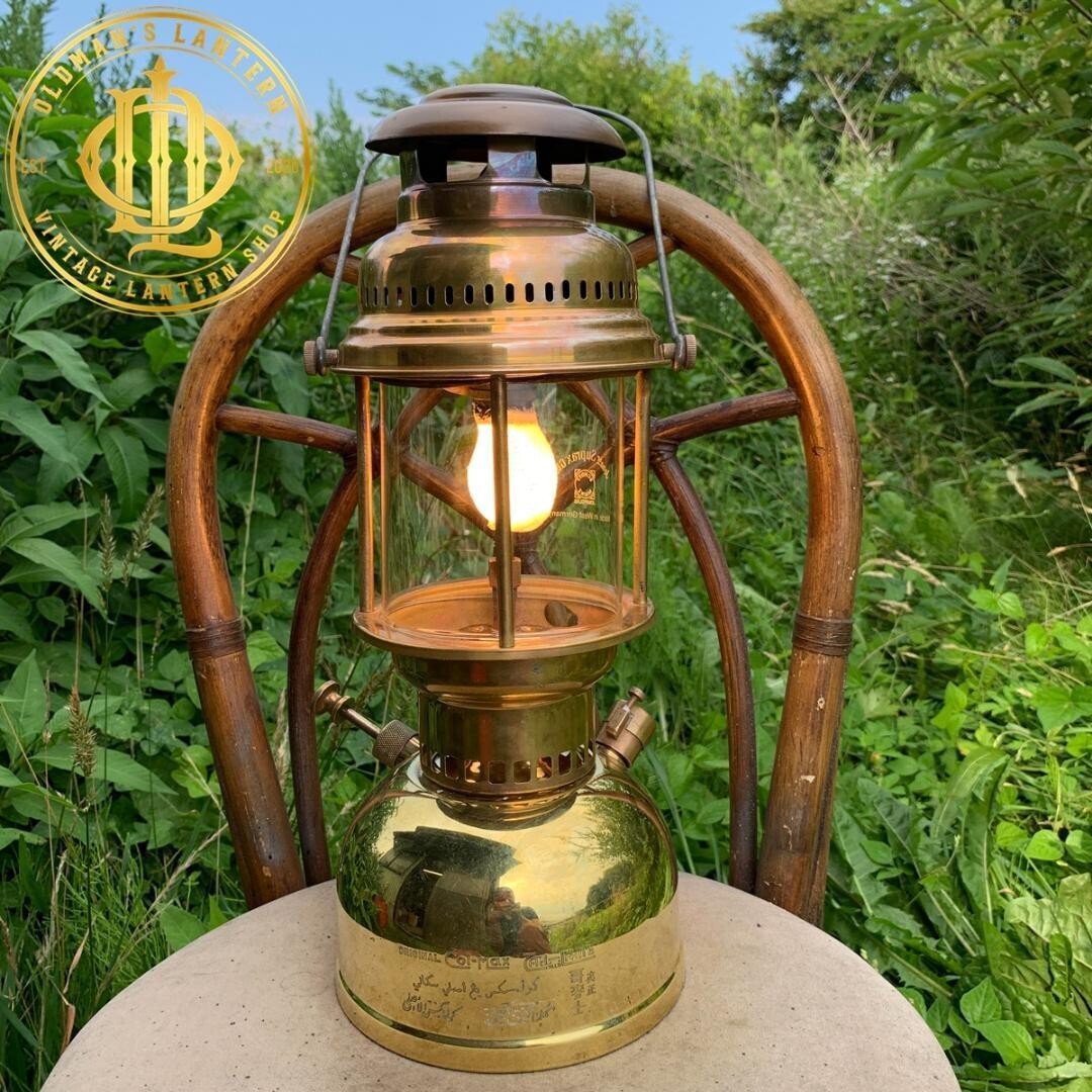 COLEMAN COL-MAX 555 Brass Stand Lantern Kerosene 500CP Rare 2WAY
