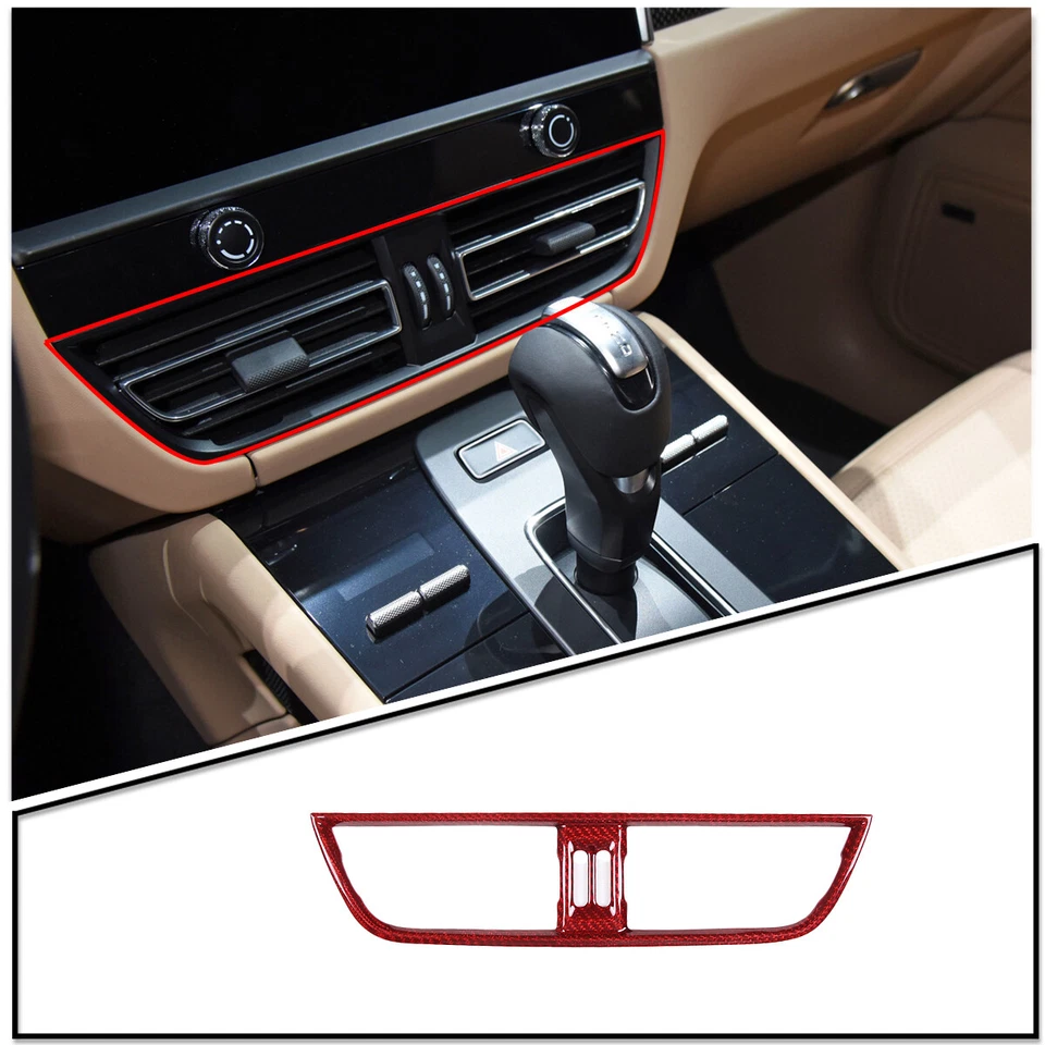 Real Red Carbon Fiber Center Control Air Outlet Fit For Porsche Macan 2014-22 - Image 4 of 4