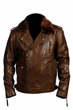 Giacca da motociclista bomber da volo in vera pelle da uomo A2 USAF retrò mar...