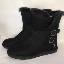 WOMEN'S AIRWALK NIA BLACK FAUX FUR WINTER BOOTS SIZE 12
