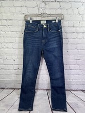 Frame Le High Skinny Crop Sz 27 Fits 26W 28L Stretch Mid Rise Denim Jeans