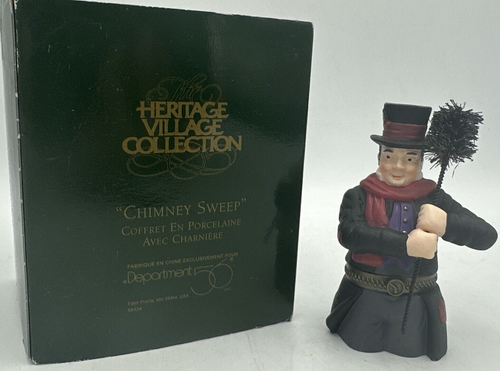 Department 56 Chimney Sweep Hinged Box Heritage Village 58434 Porcelain Vintage