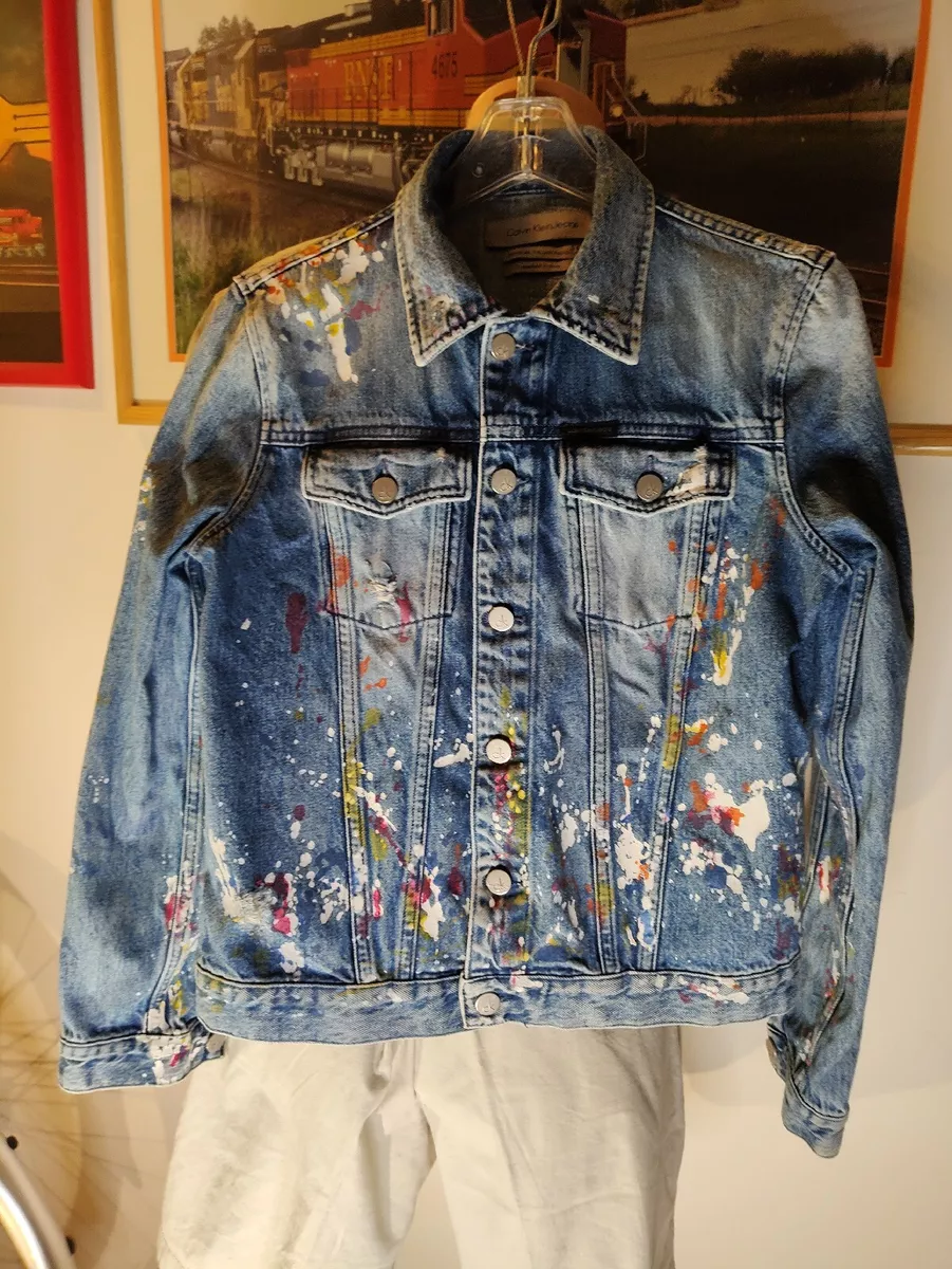 Calvin klein paint splatter 2025 denim jacket