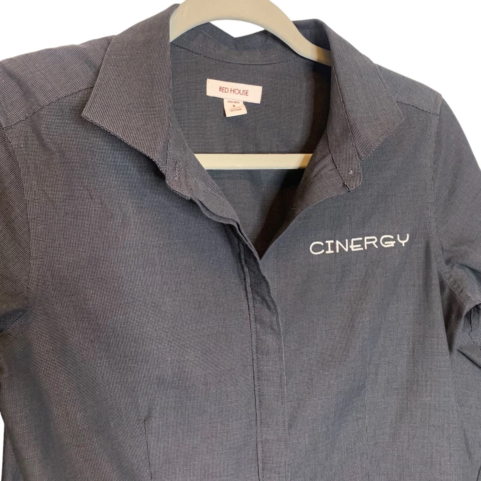 Cinergy Shirt Womens Small Gray Embroidered 3/4 Sleeve Hidden Button Front - Image 2 of 4