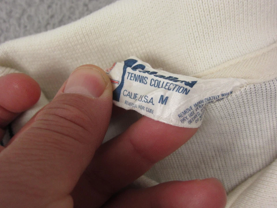 Camisa Polo Catalina Verdadera Vintage Para Hombre Mediana Crema Tenis Hecha en EE. UU. 60s 70s Foto 4 de 4