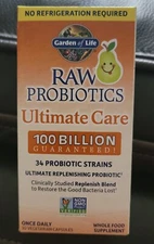 Garden of Life Raw Probiotics Ultimate Care 100 Billion 30 Veg Capsules, 8/2027
