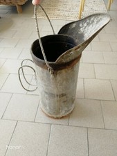 Vecchio secchio porta carbone olio bidone contenitore alluminio VINTAGE 