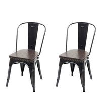 2Er-Set KüChenstuhl Mcw-H10E, Stuhl, Chesterfield Industrial, Schwarz-Braun