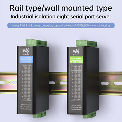 Industrial Isolated Serial Port Module Eight-Way RS485 to RJ45 Ethernet Gateway