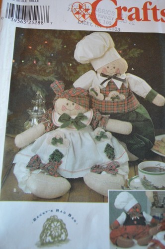 Simplicity Pattern #9880 Uncut 16" Gingerbread People Body Clothes Becky Rag Bag - Picture 2 of 4