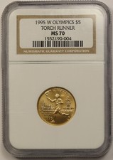 1995-W Torch Runner Gold Modern Commemorative $5 MS 70 NGC