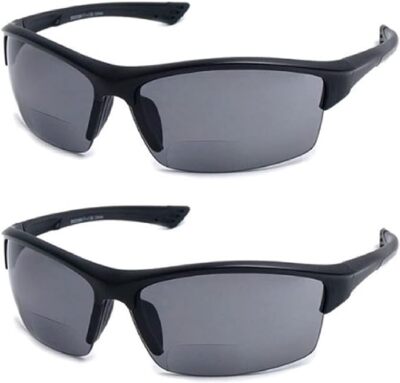 Calabria Sport 202BF Bifocal Reading Safety Glasses +3.00 Black Grey 2 PACK Men