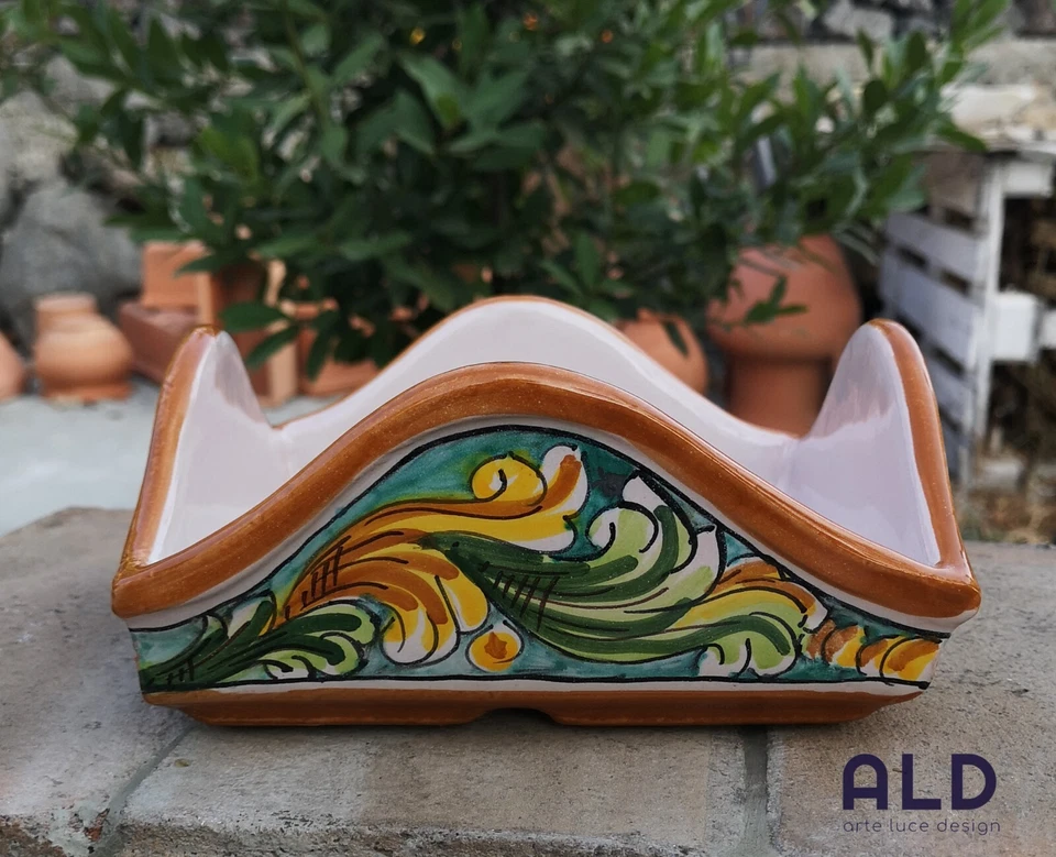 Porta Tovaglioli in Ceramica di Caltagirone Portatovaglioli per cucina da tavola - Immagine 2 di 4