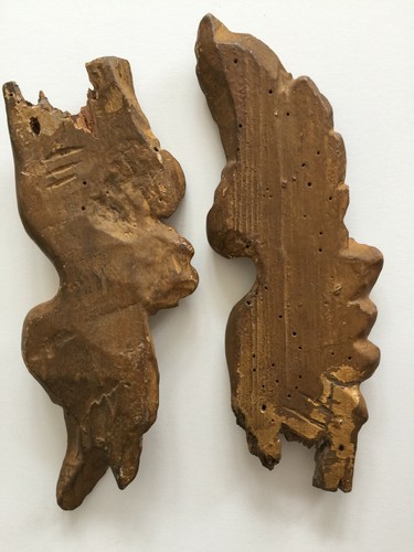 Barock, Engelsflügel, Paar, Holz geschnitzt, gefasst, vergoldet, 18.Jh. - Bild 6 von 6