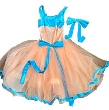 BALLET DRESS DANCE COSTUME SMALL ADULT TULLE by ALGY PEACH AND BLUE COLOR