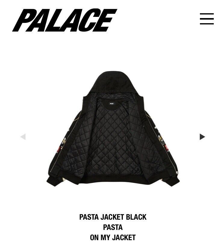 PALACE SKATEBOARDS PASTA JACKET BLACK SIZE SMALL WINTER 2024 PALACE SKATEBOARDS PASTA JACKET BLACK SIZE SMALL WINTER 2024