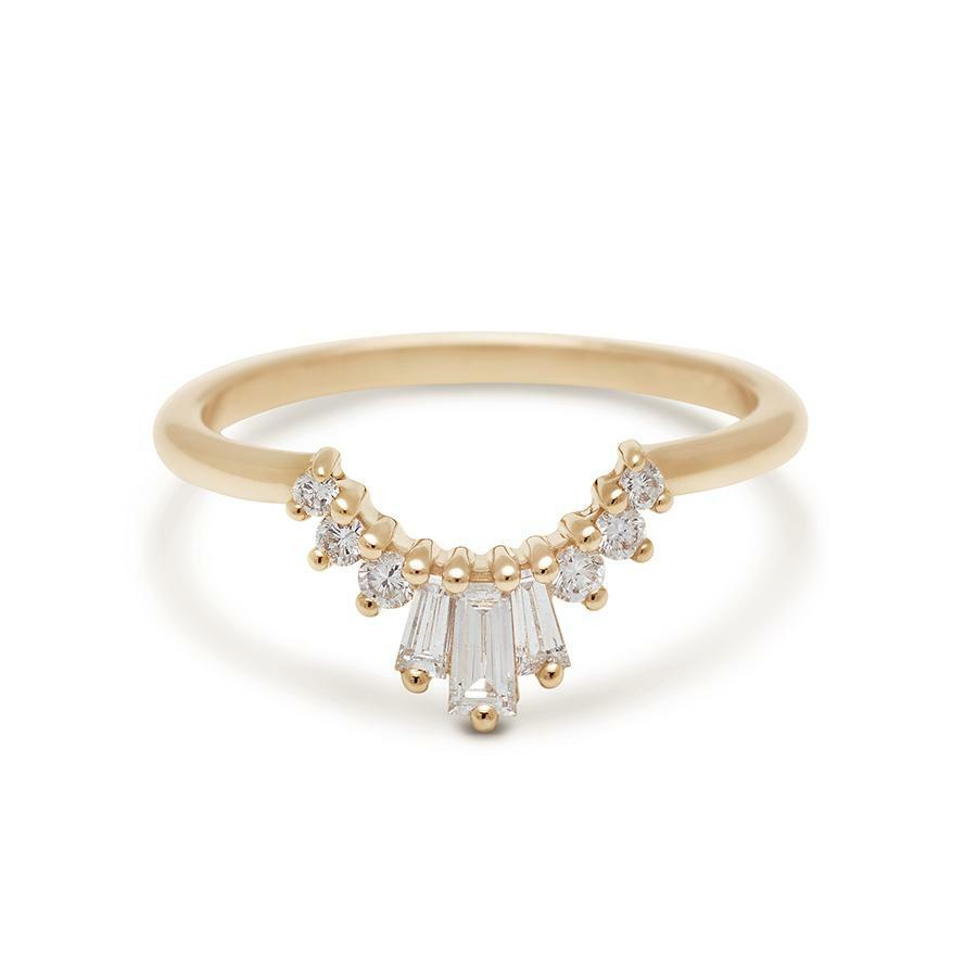 0.5ct Tiara Crown Wedding Band in Yellow Gold Plated Simulated Diamond-image