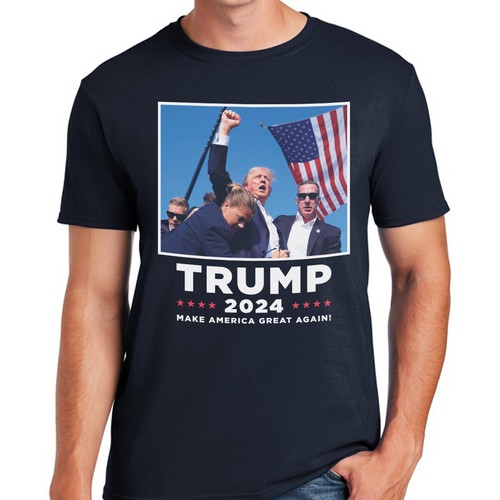 Donald Trump Rally Shooting T-Shirt US Support Trump 2024 Gildan Soft Cotton - Picture 8 of 13